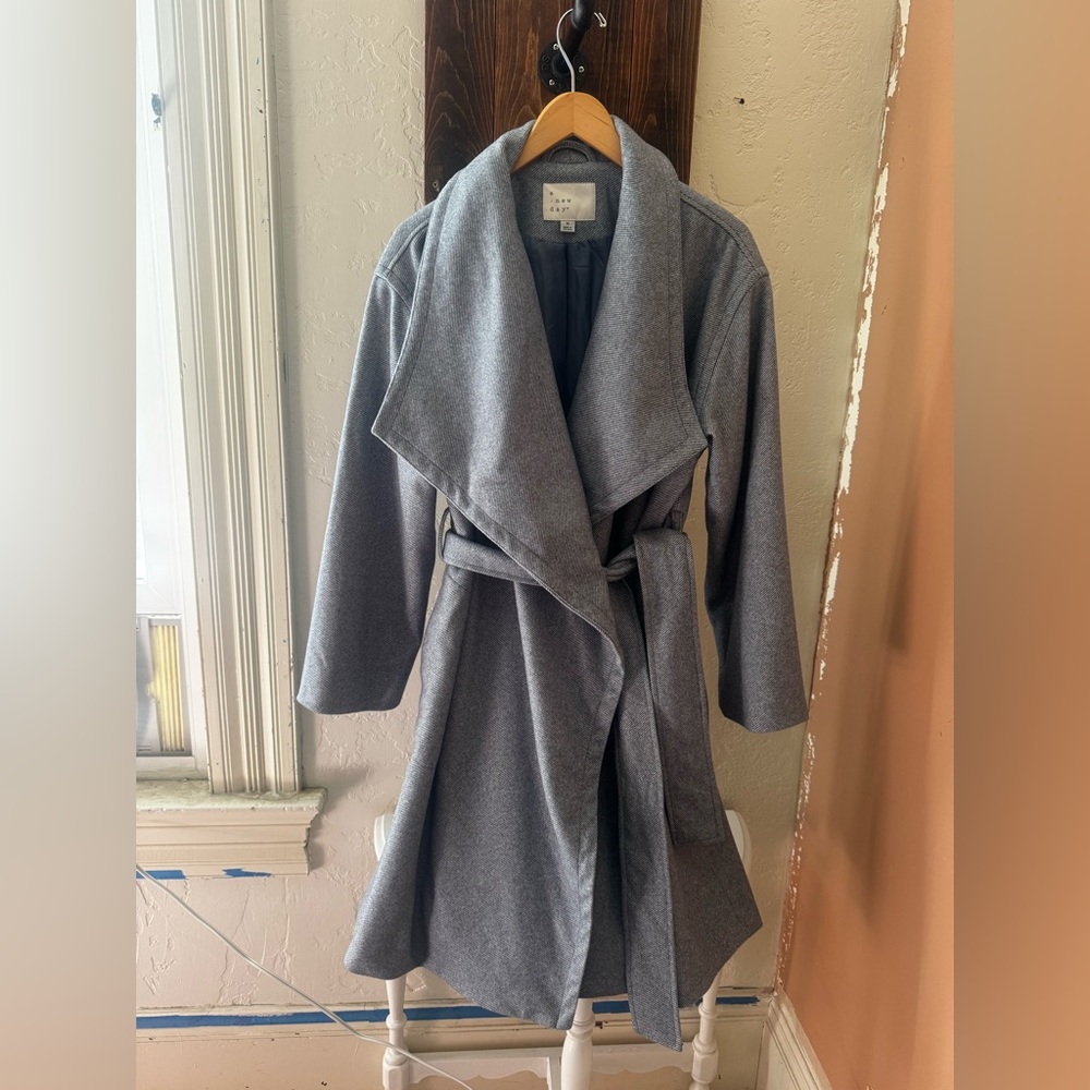 Blue/Gray Wrap Coat with Belt size Medium